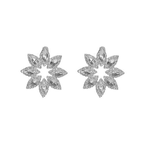 Brass Stud Earring, fashion jewelry & for woman & with rhinestone, Sold By Pair