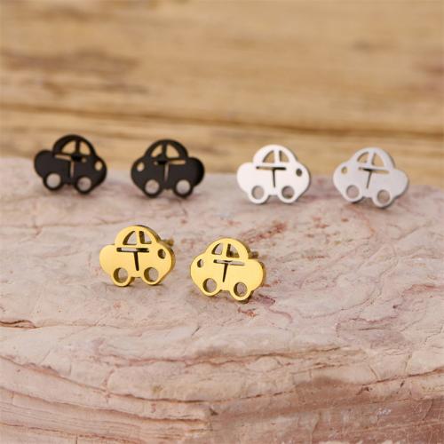Stainless Steel Stud Earrings, 304 Stainless Steel, Car, plated, fashion jewelry & different styles for choice, more colors for choice, 12Pairs/Bag, Sold By Bag