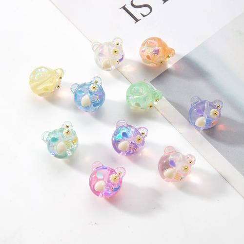 Resin Jewelry Beads, with Brass, Cat, DIY, more colors for choice, 15.20x13.60x15.50mm, Sold By PC