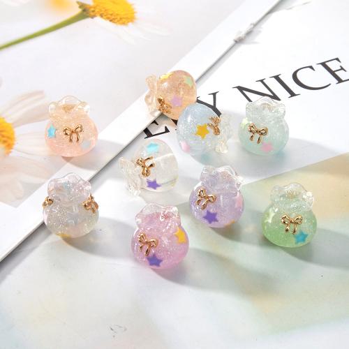 Resin Jewelry Beads, with Brass, plated, DIY, more colors for choice, 15.10x14.87x15.25mm, Inner Diameter:Approx 1mm, Sold By PC