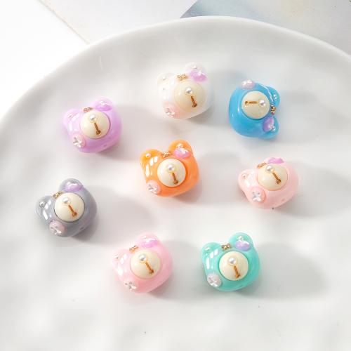 Resin Jewelry Beads, with Plastic Pearl & Brass, DIY, more colors for choice, 15.90x14.80x15.37mm, Inner Diameter:Approx 1mm, Sold By PC