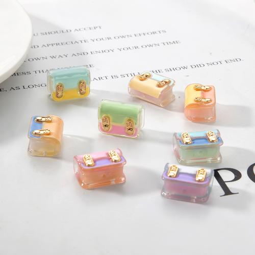 Resin Jewelry Beads, with Brass, Schoolbag, DIY, more colors for choice, 17.40x9.20x13mm, Inner Diameter:Approx 1mm, Sold By PC