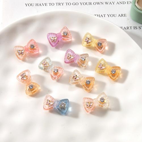 Resin Jewelry Beads, with Brass, Bowknot, DIY, more colors for choice, 19.40x7.50x12.50mm, Sold By PC