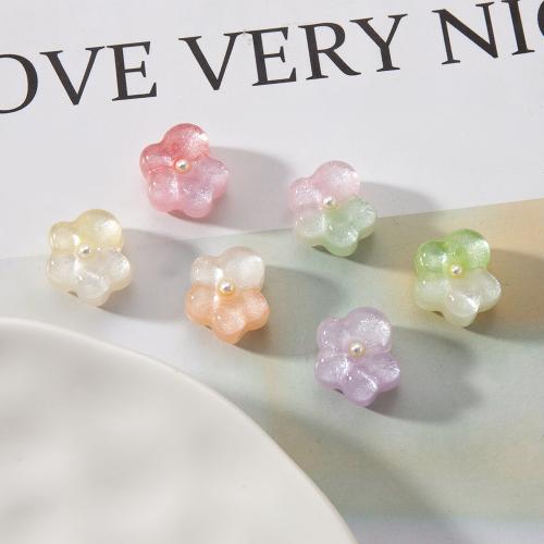 Resin Jewelry Beads, with Plastic Pearl, Flower, DIY, more colors for choice, 16.95x9.60x16.20mm, Sold By PC