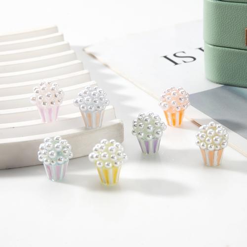 Resin Jewelry Beads, with Plastic Pearl, Popcorn, DIY, more colors for choice, 11.90x13.40x15.20mm, Sold By PC