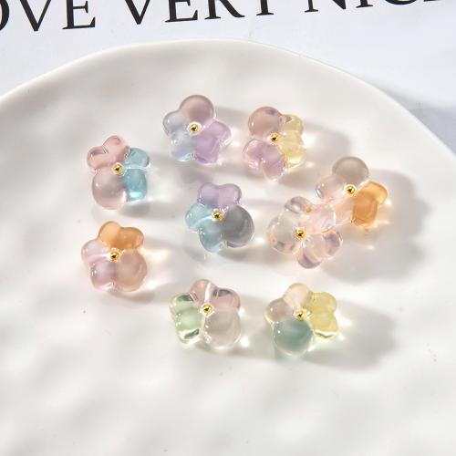 Resin Jewelry Beads, with Brass, Flower, DIY, more colors for choice, 15.20x9.60x17.50mm, Sold By PC