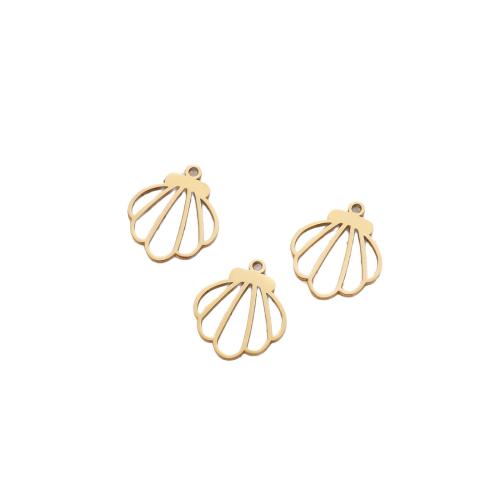 Stainless Steel Flower Pendant, 304 Stainless Steel, Shell, plated, DIY, more colors for choice, 10PCs/Bag, Sold By Bag