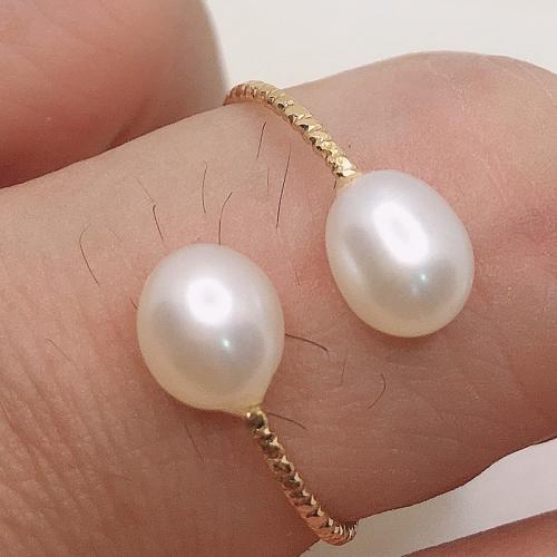 Tibetan Style Finger Ring, with Plastic Pearl, plated, fashion jewelry, white, 5-6mm, Sold By PC
