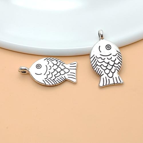 Tibetan Style Animal Pendants, Fish, plated, DIY, 25x14x1.60mm, Sold By PC