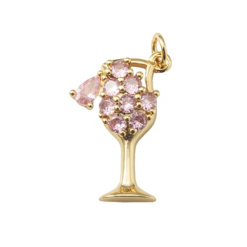 Cubic Zirconia Micro Pave Brass Pendant, Cup, plated, DIY & micro pave cubic zirconia, more colors for choice, nickel, lead & cadmium free, 15.10x4.30x26mm, Sold By PC