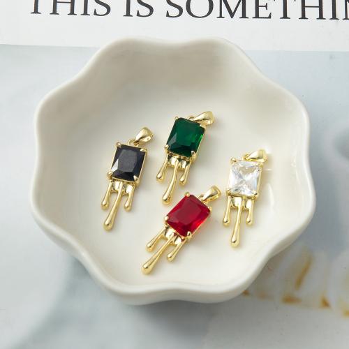 Cubic Zirconia Micro Pave Brass Pendant, plated, DIY & micro pave cubic zirconia, more colors for choice, nickel, lead & cadmium free, 8.60x5.20x29.50mm, Sold By PC