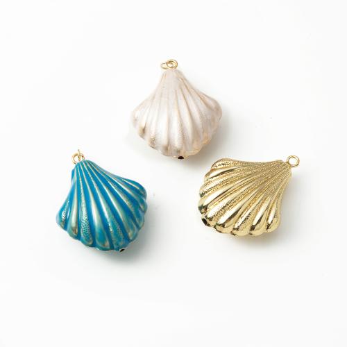 Brass Jewelry Pendants, Shell, plated, DIY & enamel, more colors for choice, nickel, lead & cadmium free, 33.50x15.88x44.90mm, Sold By PC