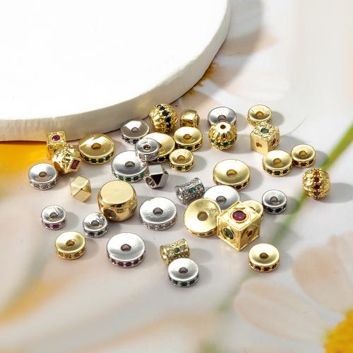 Cubic Zirconia Micro Pave Brass Beads, plated, DIY & micro pave cubic zirconia & with rhinestone, more colors for choice, nickel, lead & cadmium free, 5.60x5.60x5.30mm, Sold By PC