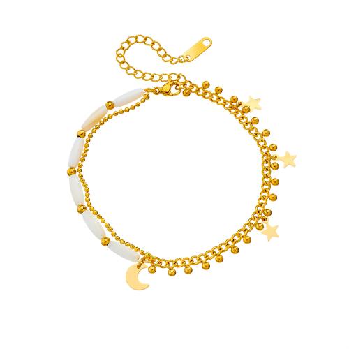 Stainless Steel Anklet, 304 Stainless Steel, with Seedbead, gold color plated, Double Layer & fashion jewelry & for woman, Sold By PC