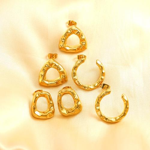 Boucle d'oreille de gaujon en acier inoxydable, Acier inoxydable 304, Plaqué or 18K, styles différents pour le choix & pour femme & creux, Vendu par paire