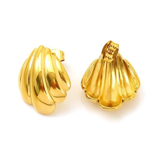 Stainless Steel Stud Earrings, 304 Stainless Steel, Shell, plated, fashion jewelry & for woman, more colors for choice, Sold By Pair