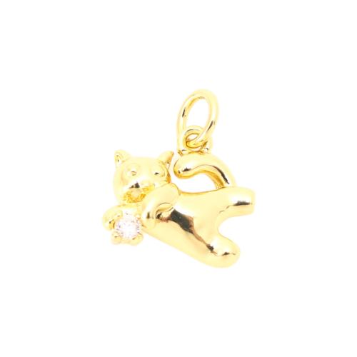 Cubic Zirconia Micro Pave Brass Pendant, DIY & micro pave cubic zirconia, golden, 11x12x5mm, Sold By PC
