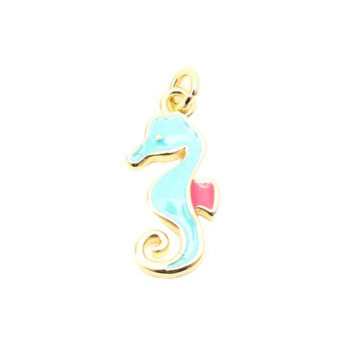 Brass Jewelry Pendants, Seahorse, DIY & enamel, golden, 16x7x2mm, Sold By PC