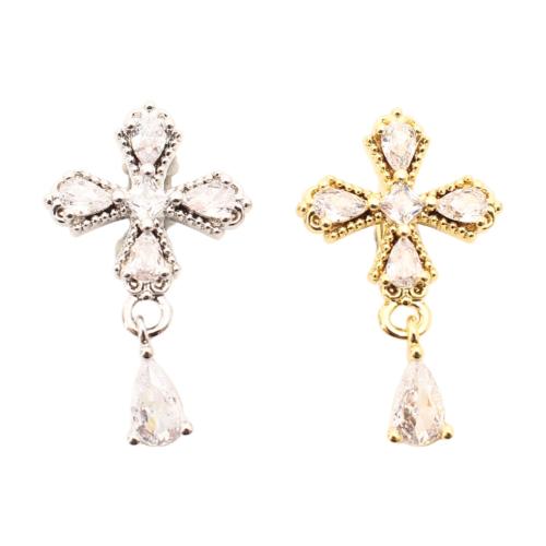 Cubic Zirconia Micro Pave Brass Pendant, DIY & micro pave cubic zirconia, more colors for choice, 20x12x6mm, Sold By PC