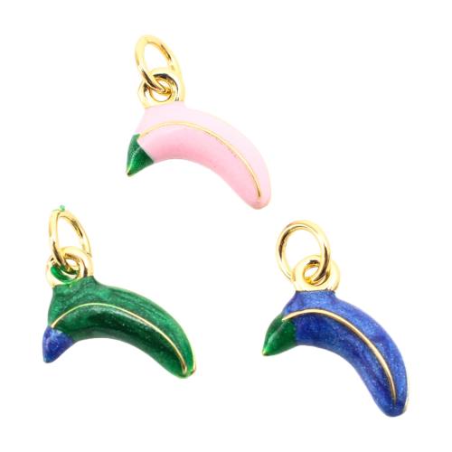 Brass Jewelry Pendants, Banana, gold color plated, DIY & enamel, more colors for choice, 8x12x3mm, Sold By PC