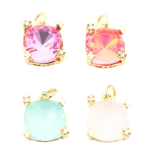 Cubic Zirconia Micro Pave Brass Pendant, gold color plated, DIY & micro pave cubic zirconia, more colors for choice, 12x10x6mm, Sold By PC