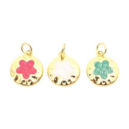 Brass Jewelry Pendants, Round, DIY & enamel, more colors for choice, 14x13x2mm, Sold By PC
