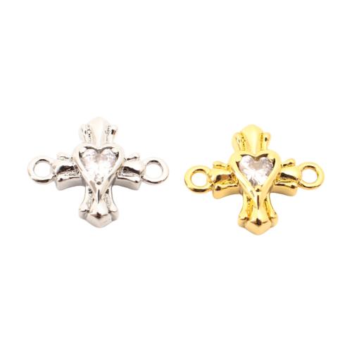 Brass Jewelry Connector, Cross, DIY & micro pave cubic zirconia, more colors for choice, 15x12x4mm, Sold By PC