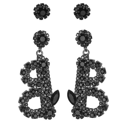 Brass Drop Earring, 2 pieces & for woman & with rhinestone, Sold By Pair