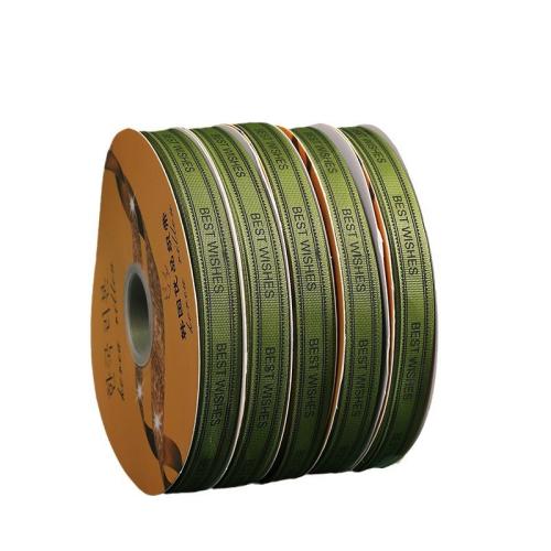 Polyester Ribbon, Gift box package, army green, It is 45 meters long and 1.5cm wide, Sold By PC