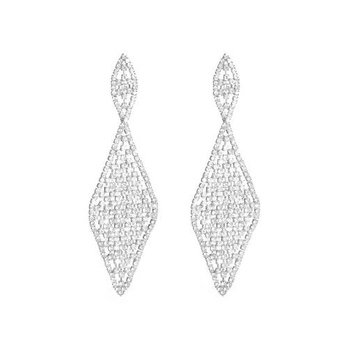 Brass Drop Earring, fashion jewelry & for woman & with rhinestone, more colors for choice, Sold By PC