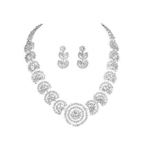 Brass Jewelry Set, 2 pieces & fashion jewelry & for woman & with rhinestone, Sold By Pair