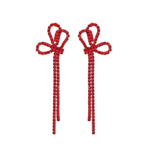 Brass Drop Earring, fashion jewelry & for woman & with rhinestone, more colors for choice, Sold By PC
