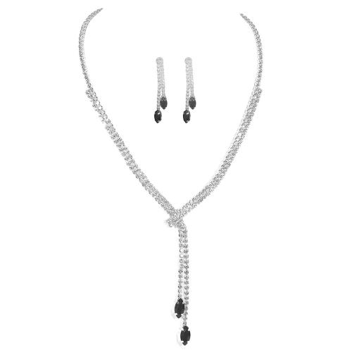 Brass Jewelry Set, fashion jewelry & for woman & with rhinestone, Sold By Set