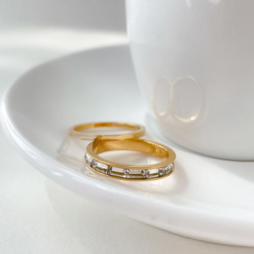 304 Stainless Steel Finger Ring, gold color plated, different size for choice & for woman & with rhinestone, US Ring Size:6-8, Sold By PC