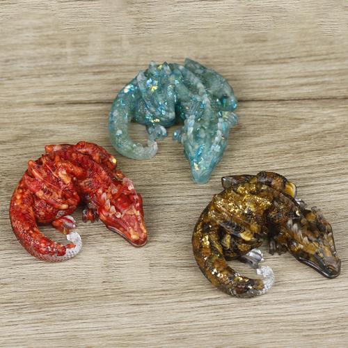 Natural Gravel Decoration, with Resin, Dragon, epoxy gel, different materials for choice, 90x100x40mm, Sold By PC