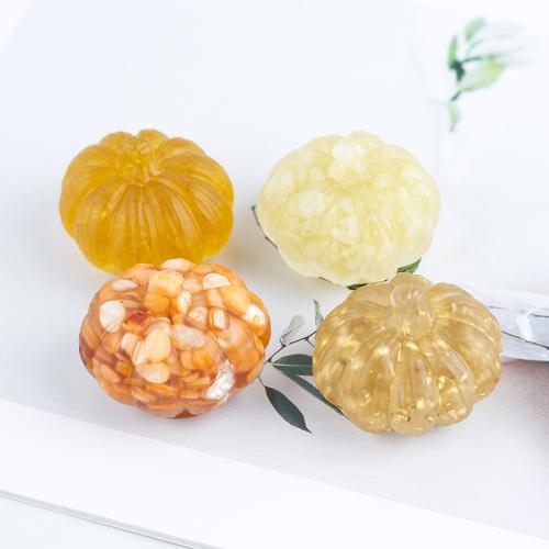 Natural Gravel Decoration, with Resin, Pumpkin, epoxy gel, different materials for choice, 45x35x40mm, Sold By PC