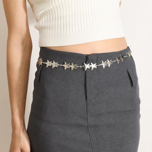 Tibetan Style Waist Chain, with Iron, Star, plated, fashion jewelry & for woman, silver color, Length:Approx 110 cm, Sold By PC