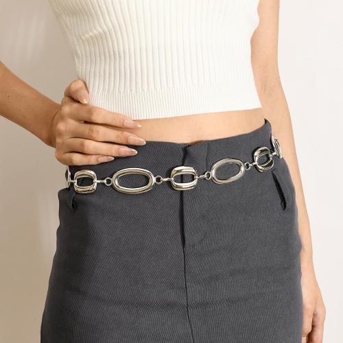 Tibetan Style Waist Chain, with Iron, Geometrical Pattern, plated, for woman & hollow, silver color, Sold By PC
