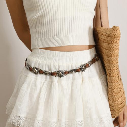Tibetan Style Waist Chain, with PU Leather, plated, vintage & for woman, more colors for choice, Length:Approx 170 cm, Sold By PC