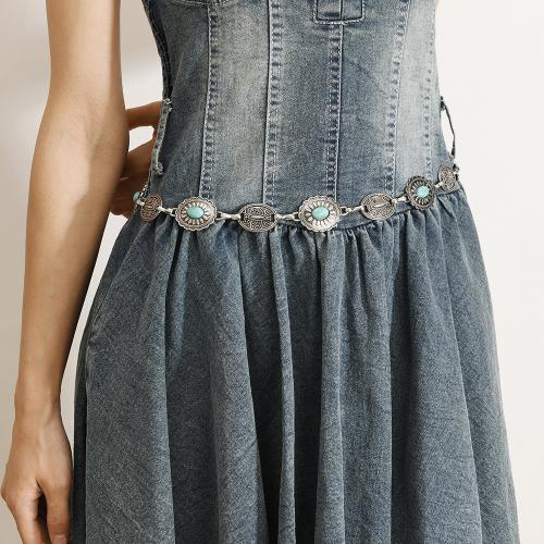 Tibetan Style Waist Chain, with turquoise & Iron, plated, vintage & for woman, Length:Approx 148 cm, Sold By PC
