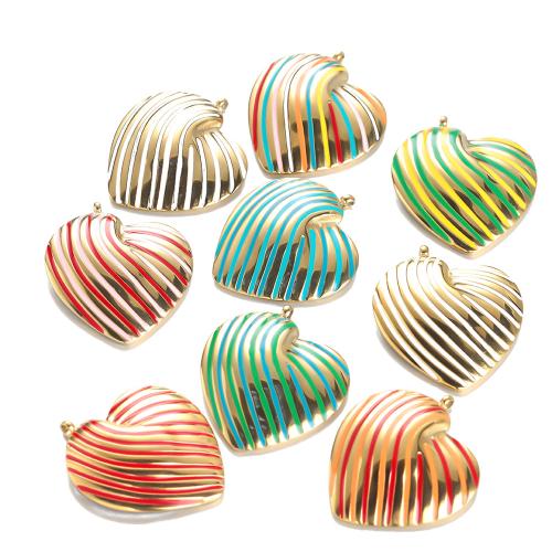 Stainless Steel Heart Pendants, 304 Stainless Steel, gold color plated, DIY & enamel, more colors for choice, Sold By PC