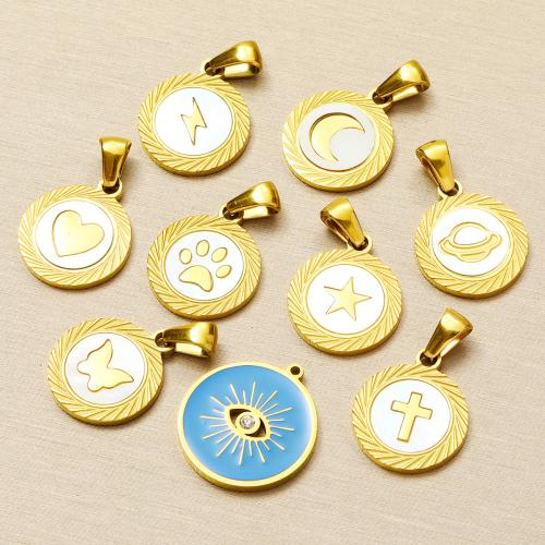 Stainless Steel Pendants, 304 Stainless Steel, gold color plated, DIY & enamel & with rhinestone, more colors for choice, 3PCs/Bag, Sold By Bag