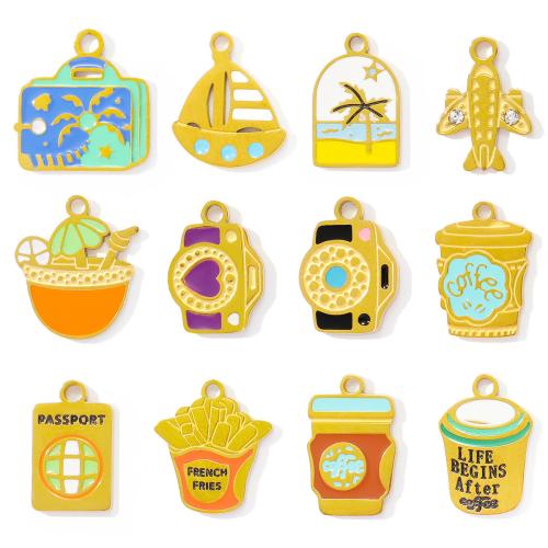 Stainless Steel Pendants, 304 Stainless Steel, gold color plated, DIY & enamel & with rhinestone, more colors for choice, 3PCs/Bag, Sold By Bag