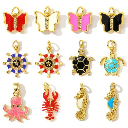Rhinestone Brass Pendants, gold color plated, DIY & enamel & with rhinestone, more colors for choice, nickel, lead & cadmium free, 3PCs/Bag, Sold By Bag