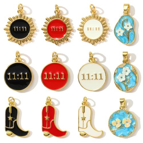 Rhinestone Brass Pendants, plated, DIY & enamel & with rhinestone, more colors for choice, nickel, lead & cadmium free, 3PCs/Bag, Sold By Bag