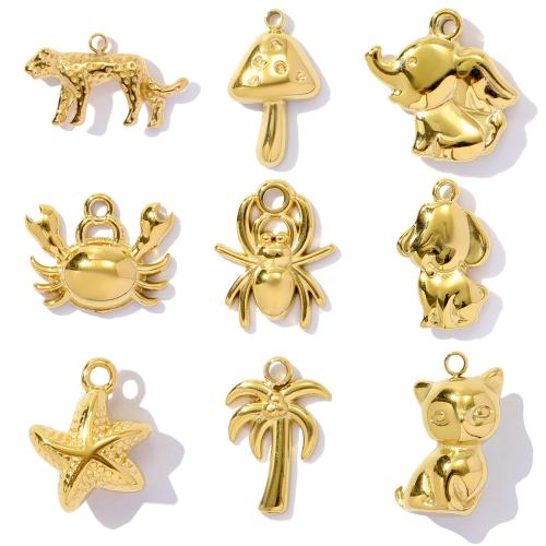 Stainless Steel Pendants, 304 Stainless Steel, gold color plated, DIY, golden, 3PCs/Bag, Sold By Bag