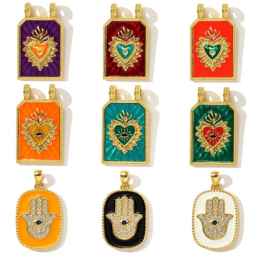Rhinestone Brass Pendants, plated, DIY & enamel & with rhinestone, more colors for choice, nickel, lead & cadmium free, 3PCs/Bag, Sold By Bag