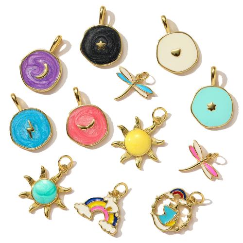 Bijoux pendentifs en laiton, Placage, DIY & émail, plus de couleurs à choisir, protéger l'environnement, sans nickel, plomb et cadmium, 3PC/sac, Vendu par sac