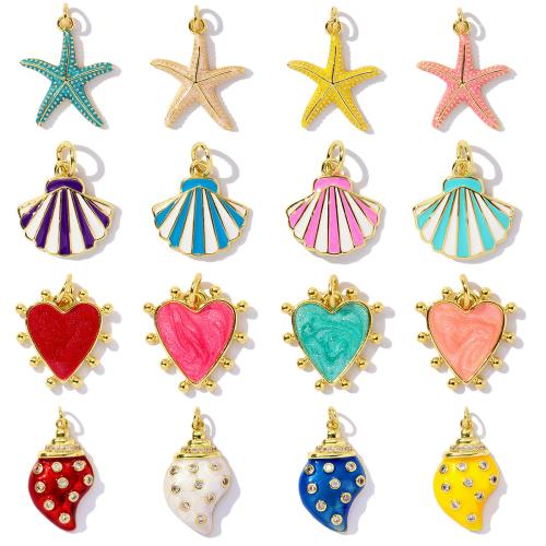 Rhinestone Brass Pendants, plated, DIY & enamel & with rhinestone, more colors for choice, nickel, lead & cadmium free, 3PCs/Bag, Sold By Bag