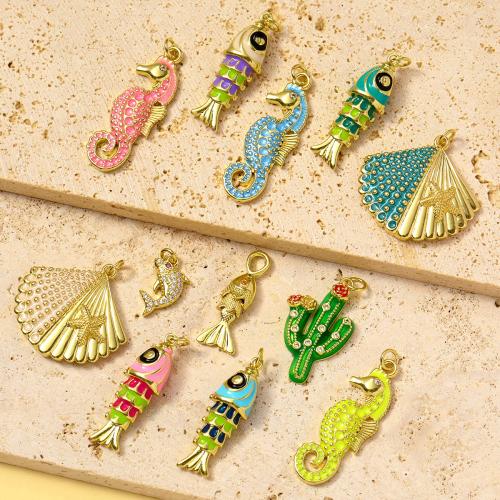 Rhinestone Brass Pendants, plated, DIY & enamel & with rhinestone, more colors for choice, nickel, lead & cadmium free, 3PCs/Bag, Sold By Bag